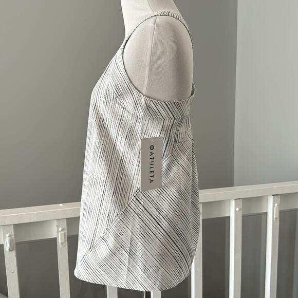 NWT Athleta Arrival Tank Amara Stripe White / Black Cross Back Size XS - Picture 3 of 8